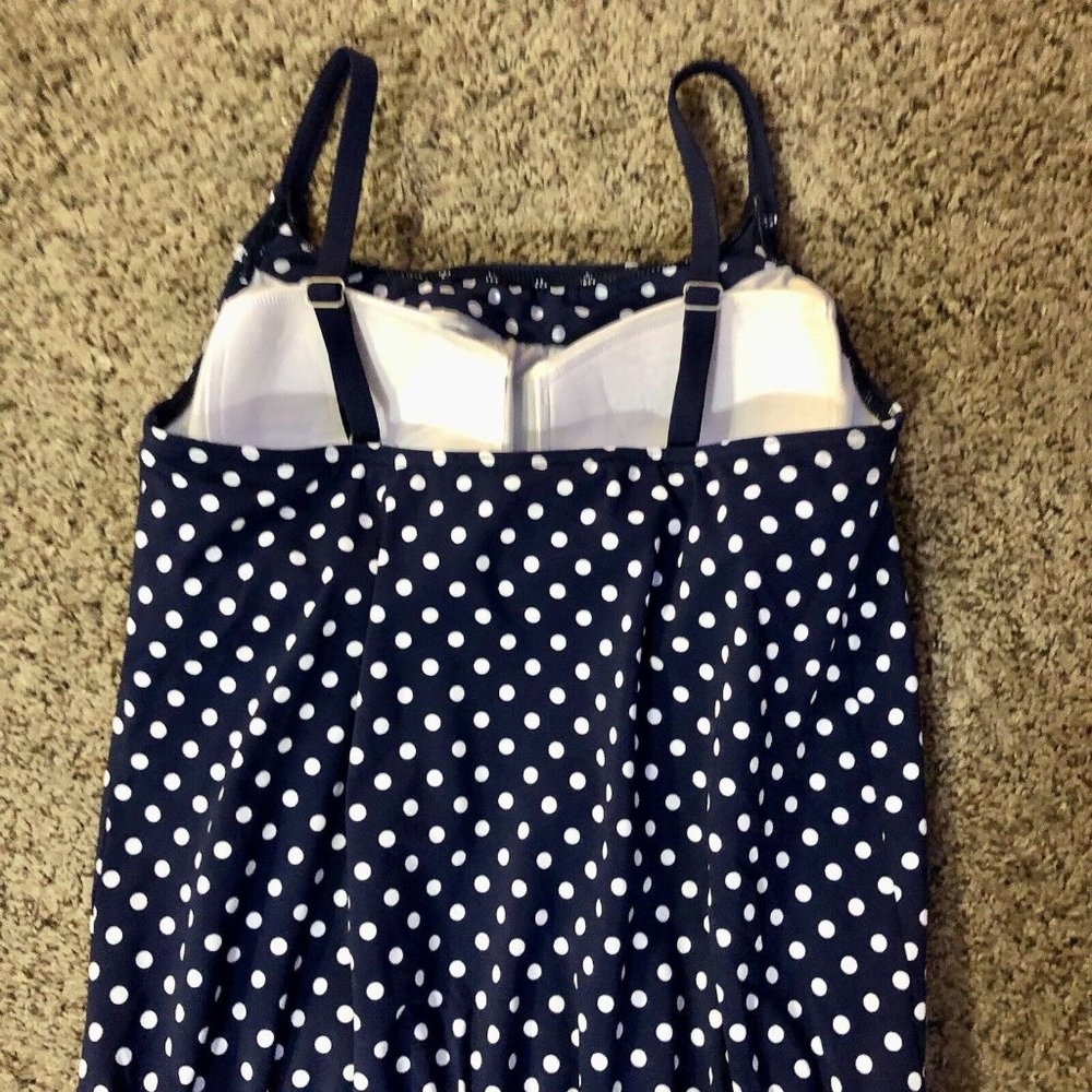 Lands End Maternity Swim Suit Womens 6 Used Navy Polka Dot One Piece - Picture 14 of 15